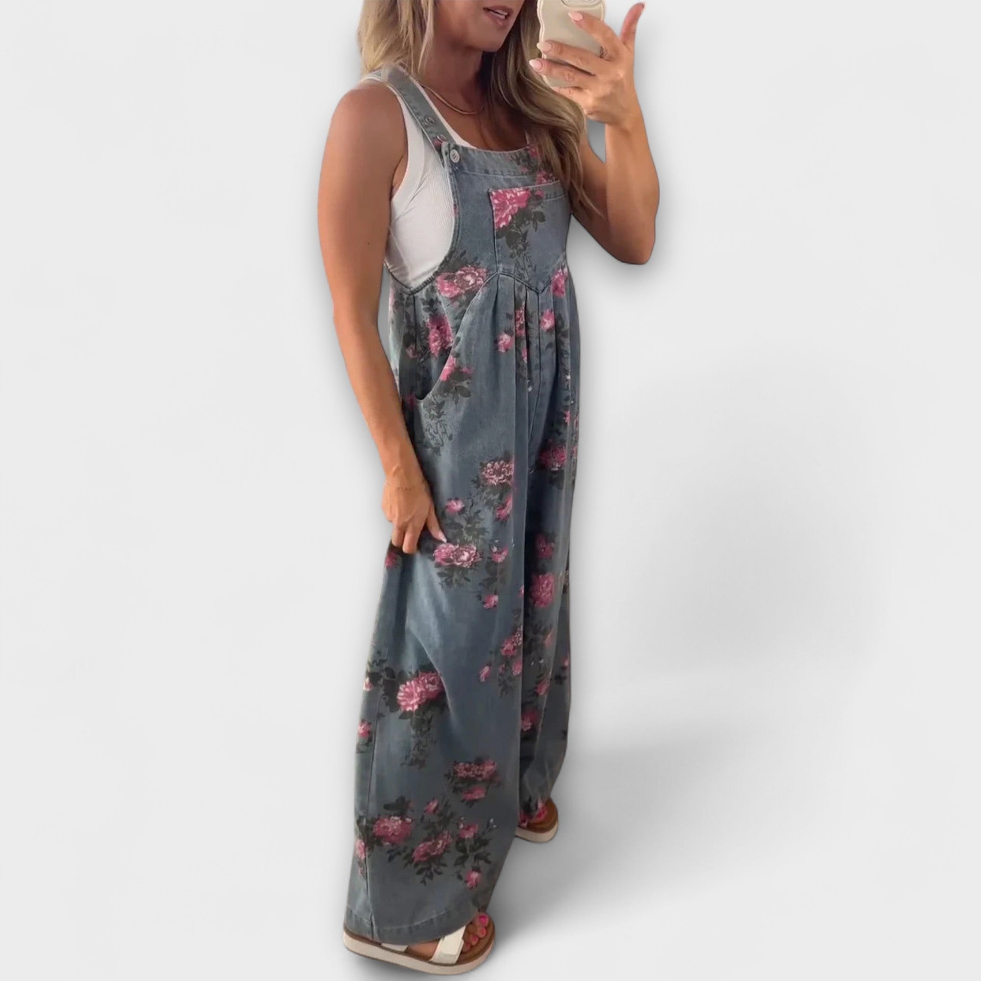Bethany - Salopette en Denim avec Motif Floral