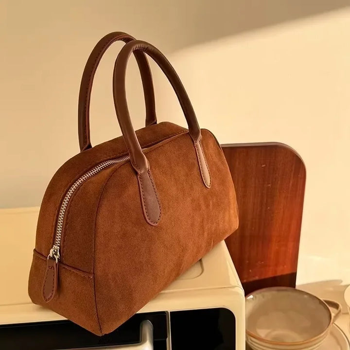 Sac Tote Vintage Marron en Daim - Sac de Luxe Stylé et Fonctionnel pour Femmes