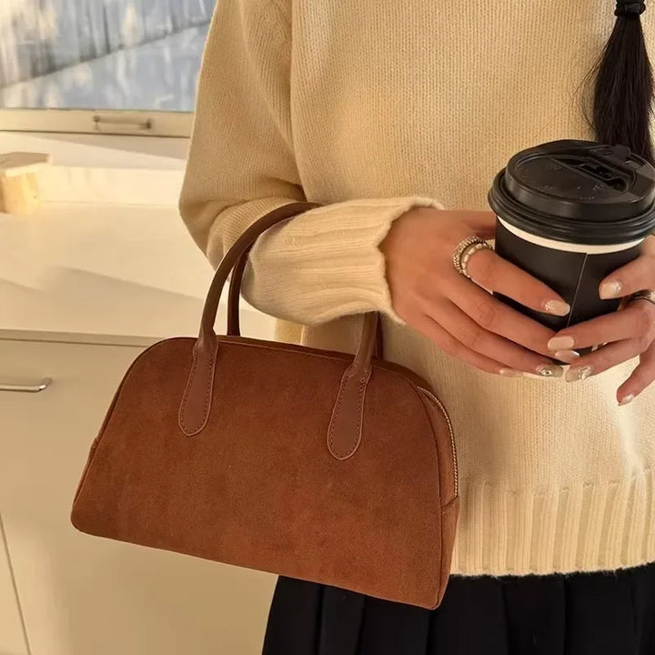 Sac Tote Vintage Marron en Daim - Sac de Luxe Stylé et Fonctionnel pour Femmes