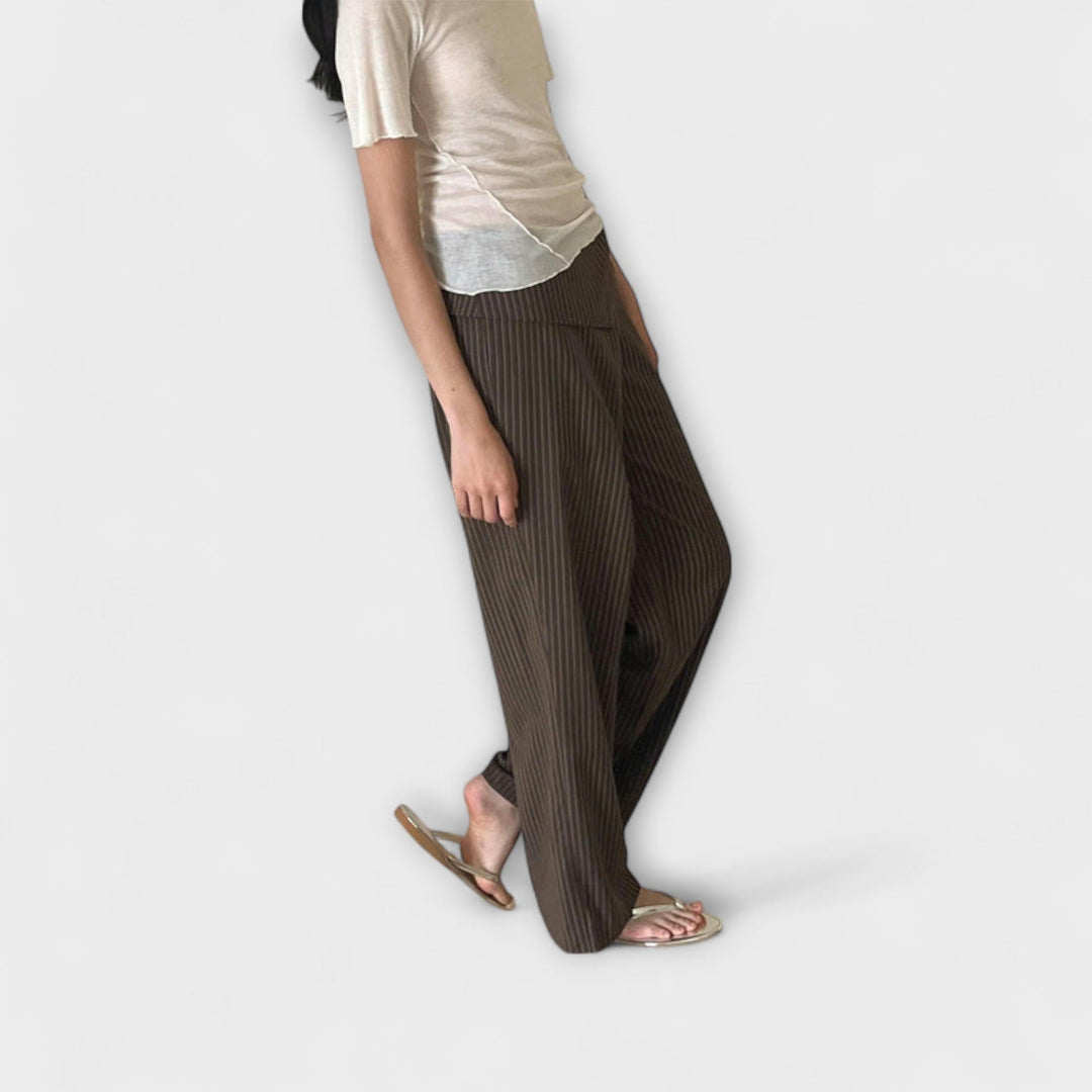 Julia - Pantalons Rayés Pliables