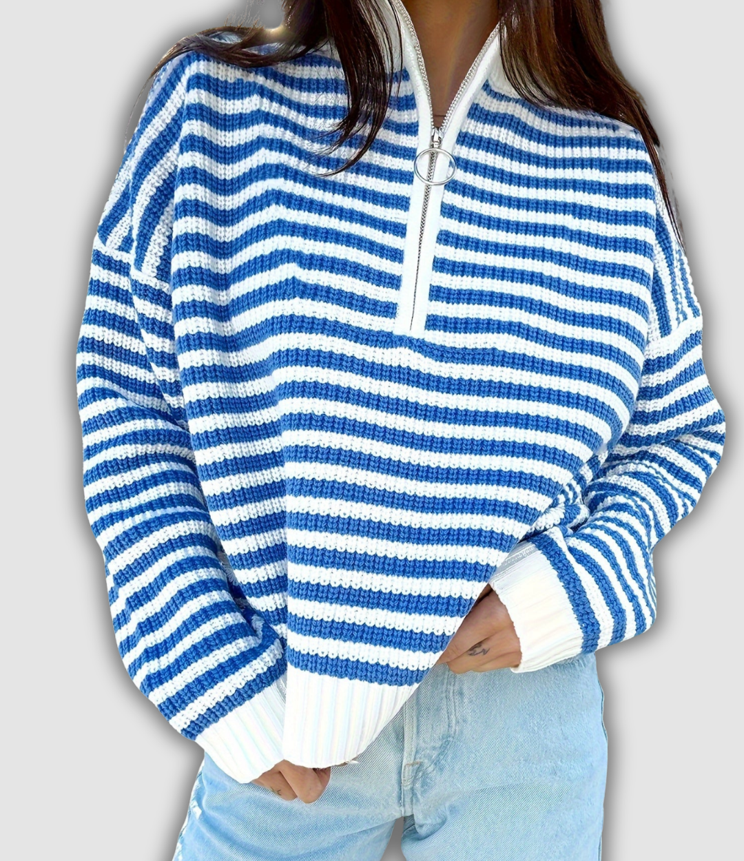 Arntraud - Pull rayé avec fermeture éclair