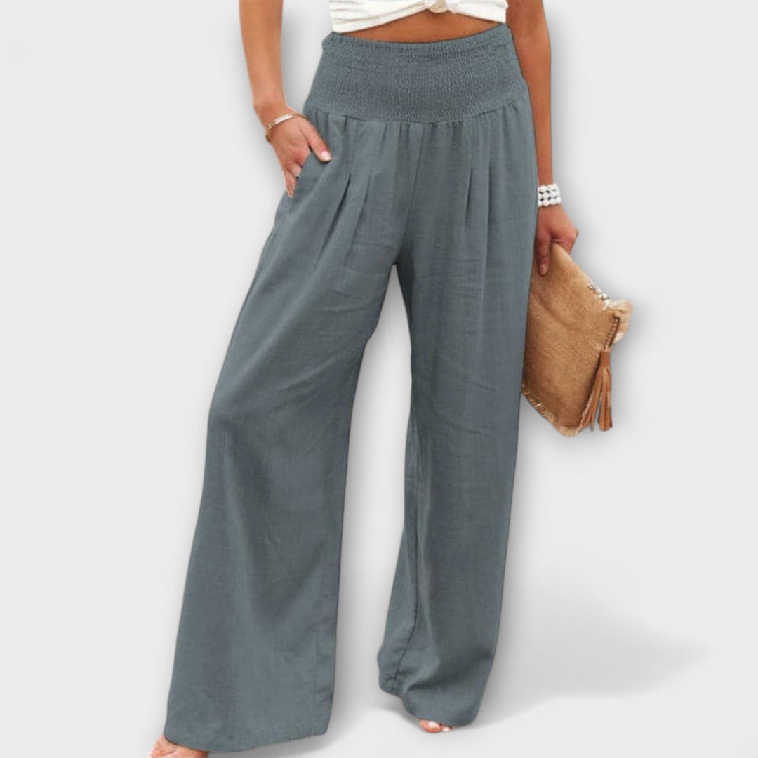 Thearya - Pantalons Larges en Lin Décontractés