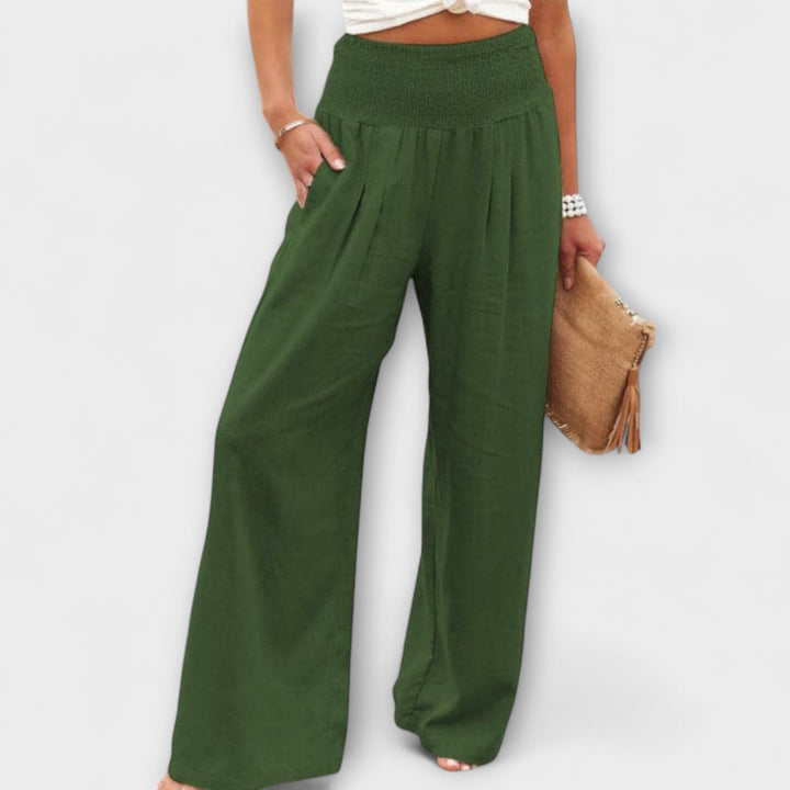 Thearya - Pantalons Larges en Lin Décontractés