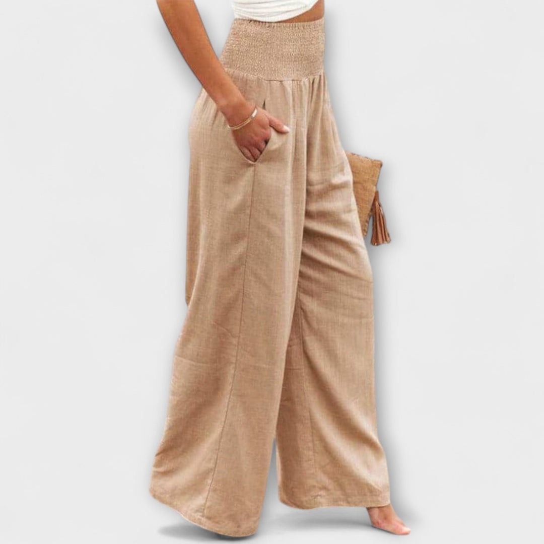 Thearya - Pantalons Larges en Lin Décontractés