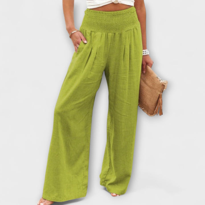 Thearya - Pantalons Larges en Lin Décontractés