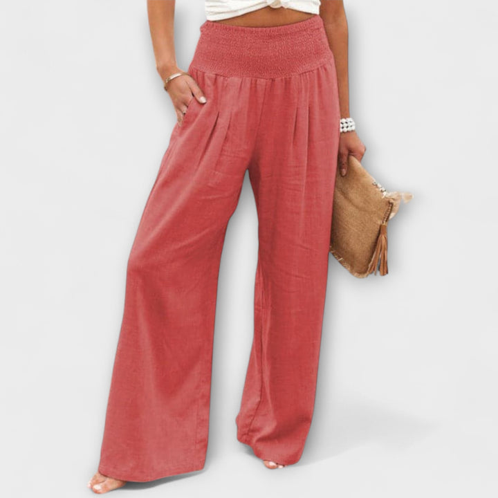 Thearya - Pantalons Larges en Lin Décontractés