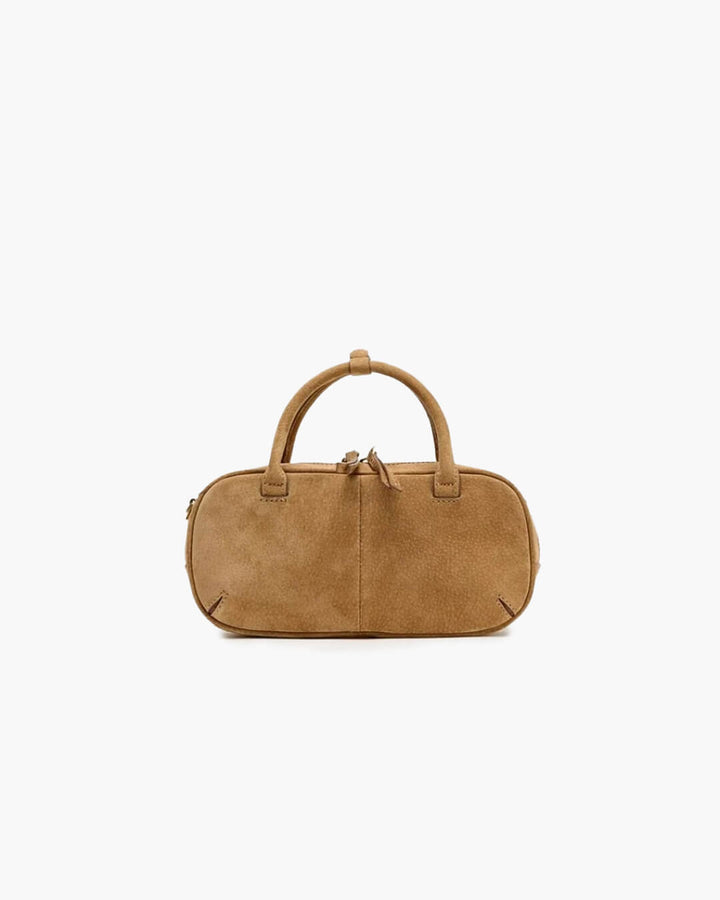 Sac à Main Mini en Suédine avec Deux Poignées - Sac Baguette Décontracté à Bandoulière