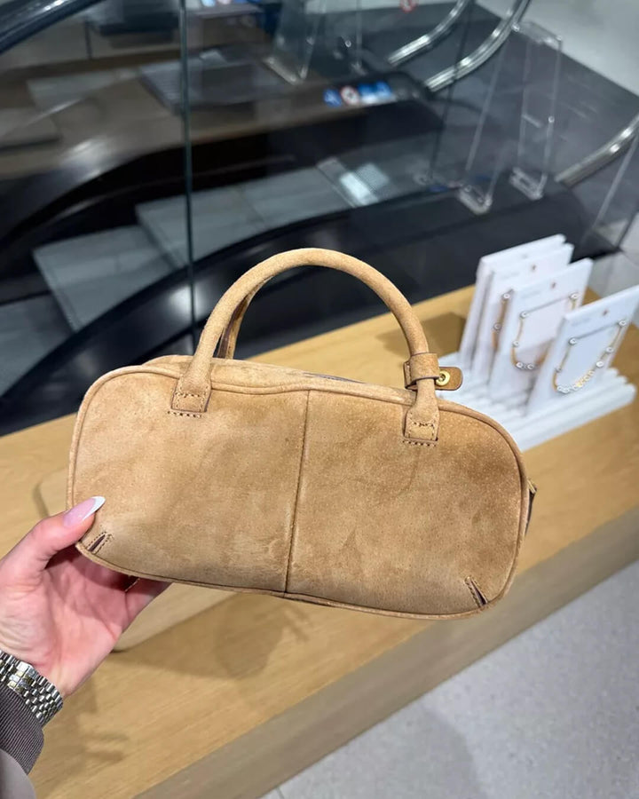 Sac à Main Mini en Suédine avec Deux Poignées - Sac Baguette Décontracté à Bandoulière
