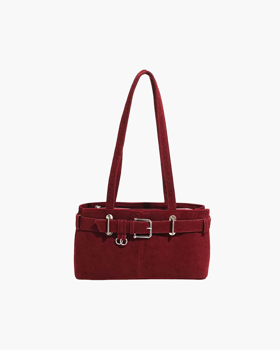 Sac à Bandoulière en Suède de Grande Capacité pour Femme avec Élégante Boucle Française