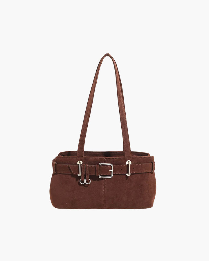 Sac à Bandoulière en Suède de Grande Capacité pour Femme avec Élégante Boucle Française