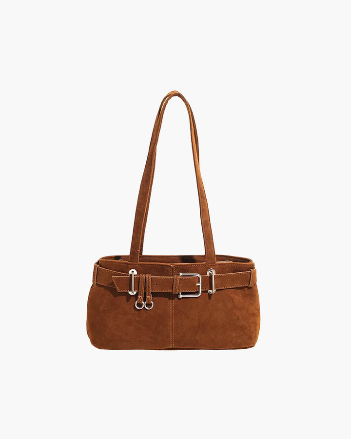 Sac à Bandoulière en Suède de Grande Capacité pour Femme avec Élégante Boucle Française