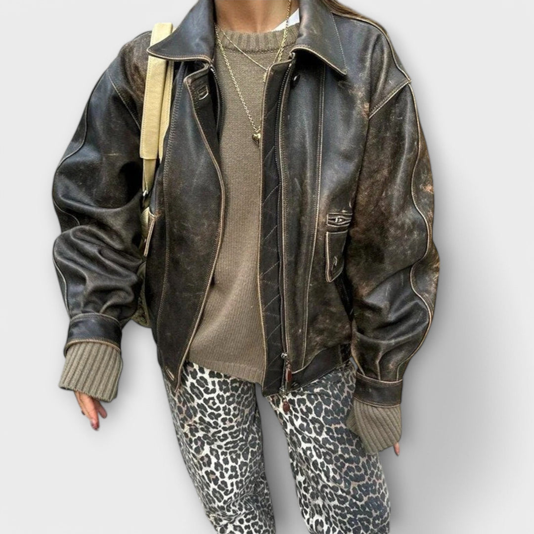 Chandra - Jeans Vintage avec Imprimé Léopard