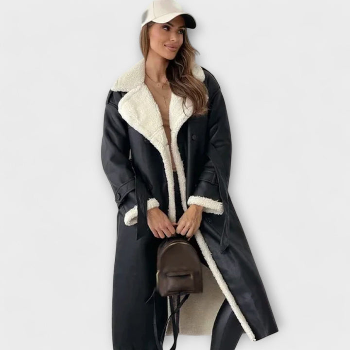 Maria – Veste Longue Classique avec Doublure en Polaire et Col en Teddy