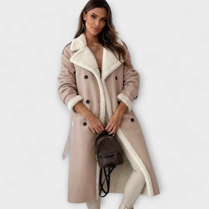Maria – Veste Longue Classique avec Doublure en Polaire et Col en Teddy