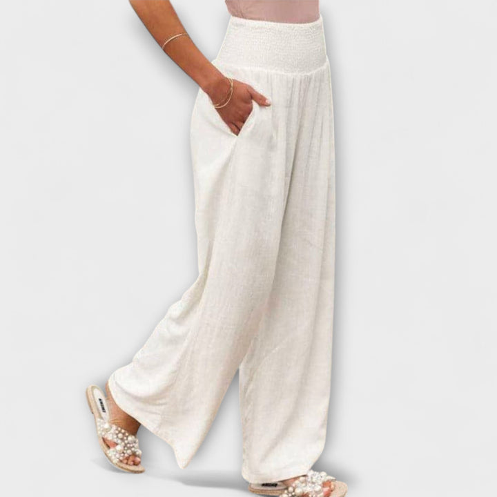 Thearya - Pantalons Larges en Lin Décontractés