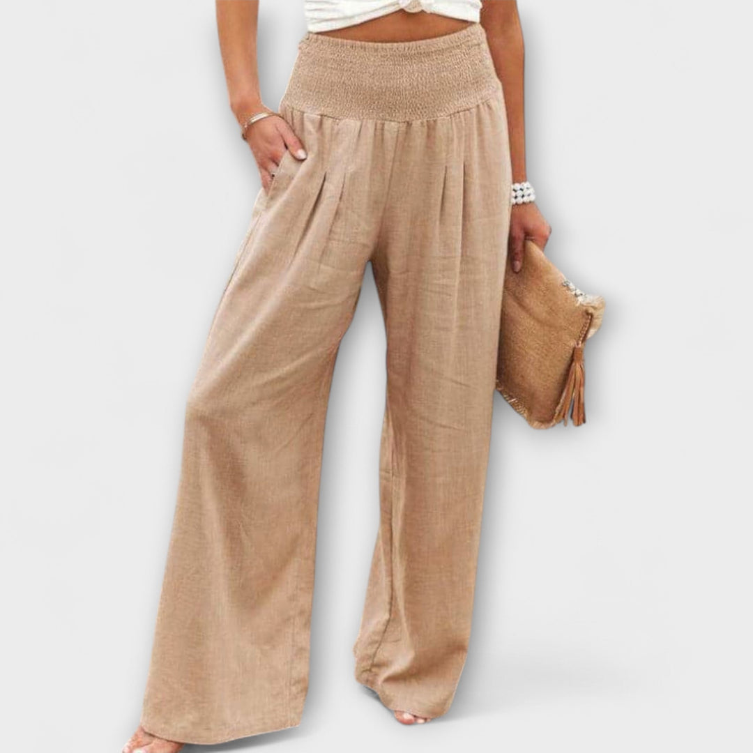 Thearya - Pantalons Larges en Lin Décontractés