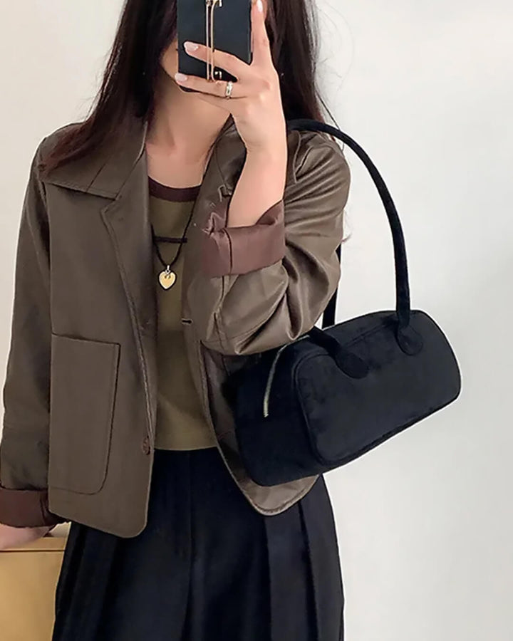 Sac Vintage à Bandoulière en Suède Synthétique pour Femmes - Sac Quotidien en Velours Doux