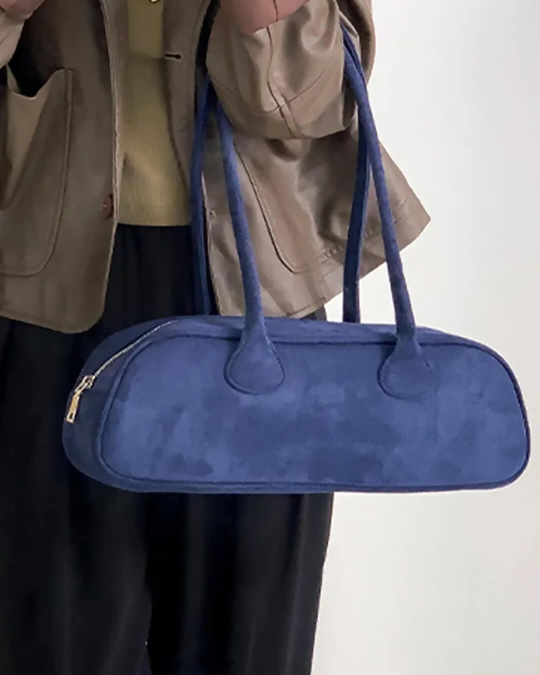Sac Vintage à Bandoulière en Suède Synthétique pour Femmes - Sac Quotidien en Velours Doux