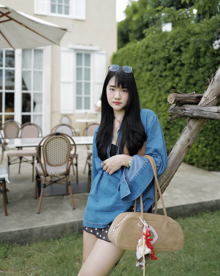 Sac Vintage à Bandoulière en Suède Synthétique pour Femmes - Sac Quotidien en Velours Doux
