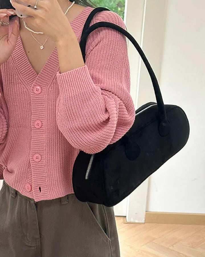 Sac Vintage à Bandoulière en Suède Synthétique pour Femmes - Sac Quotidien en Velours Doux