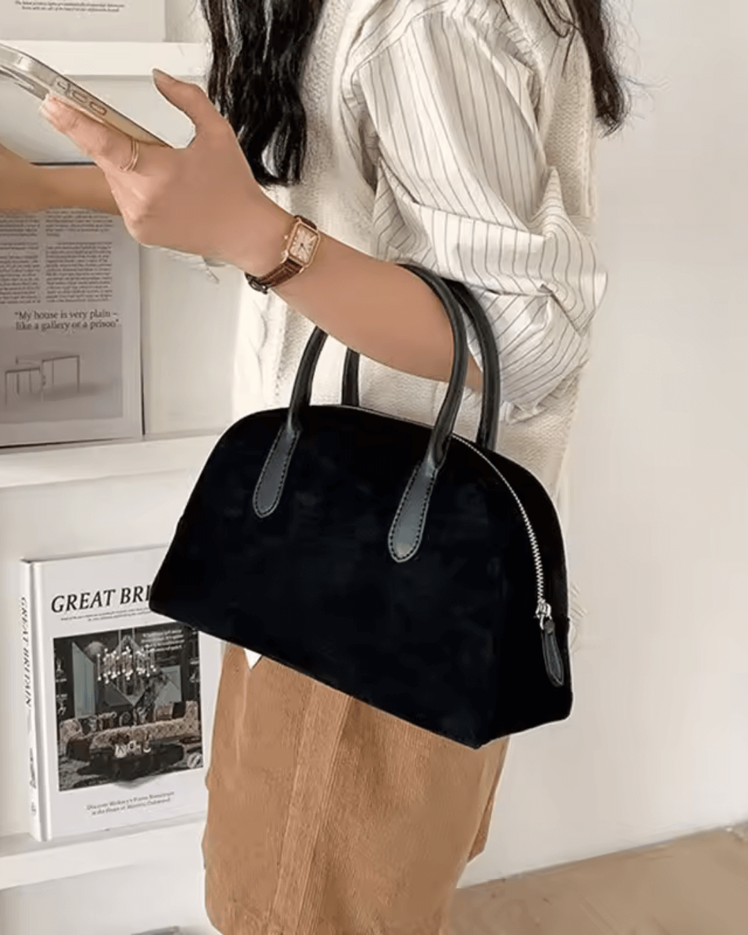 Sac Tote Vintage Marron en Daim - Sac de Luxe Stylé et Fonctionnel pour Femmes