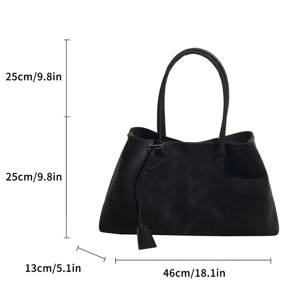 Sac à Bandoulière Élégant de Grande Capacité en Suédine Synthétique pour Femmes - Sac Polyvalent