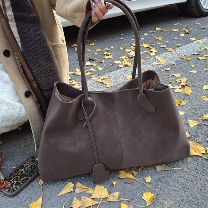 Sac à Bandoulière Élégant de Grande Capacité en Suédine Synthétique pour Femmes - Sac Polyvalent