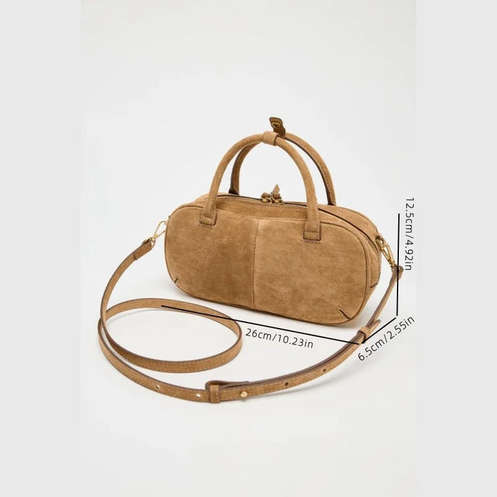 Sac à Main Mini en Suédine avec Deux Poignées - Sac Baguette Décontracté à Bandoulière