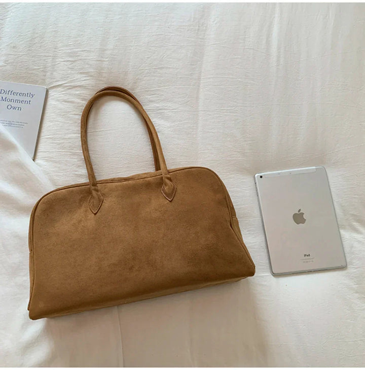 Sac Tote en Suède Vintage pour Femme - Sac à Bandoulière de Grande Capacité pour Automne Hiver