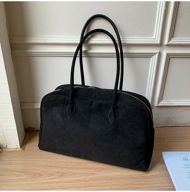 Sac Tote en Suède Vintage pour Femme - Sac à Bandoulière de Grande Capacité pour Automne Hiver
