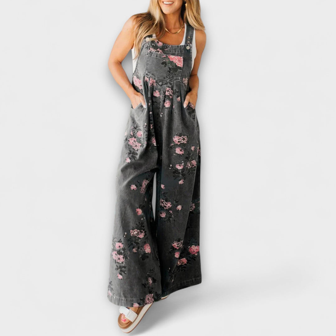 Bethany - Salopette en Denim avec Motif Floral