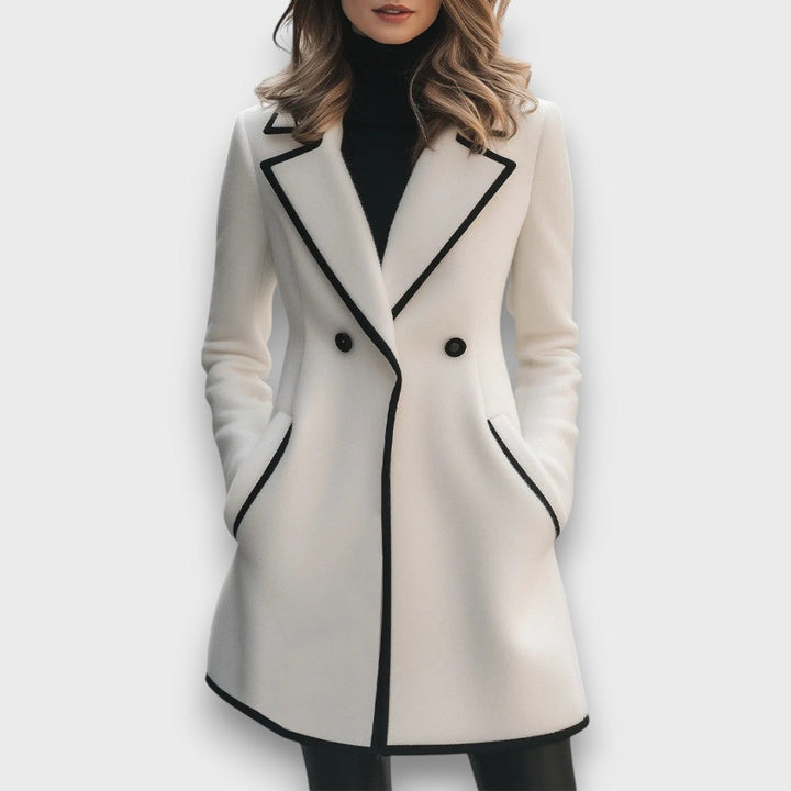 Morenza – Manteau blanc avec bordures noires