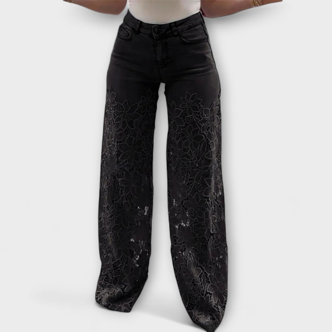 Jeans Tendance en Patchwork de Dentelle